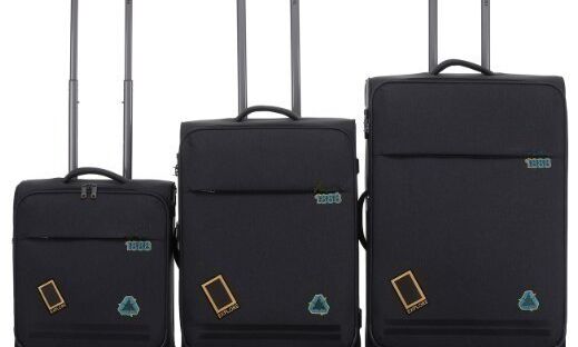 Набор из 3 чемоданов со значками - черный
